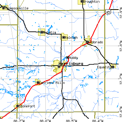 Saline County close-up map