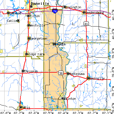 Vermillion County close-up map