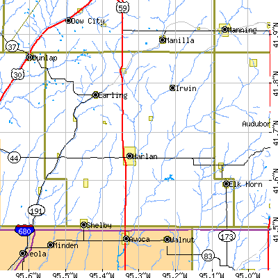 Shelby County close-up map