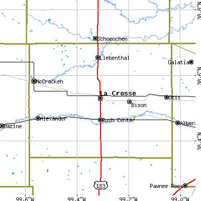 Rush County close-up map