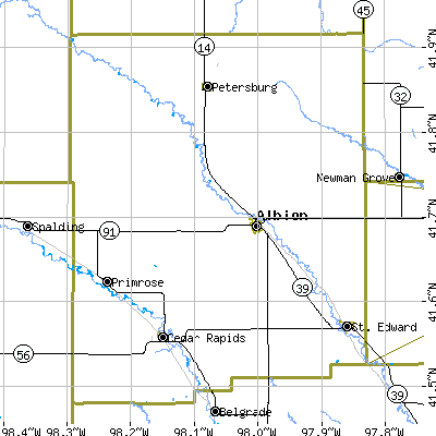 Boone County close-up map