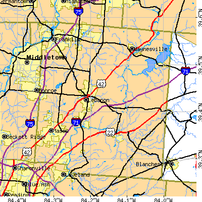 Warren County close-up map