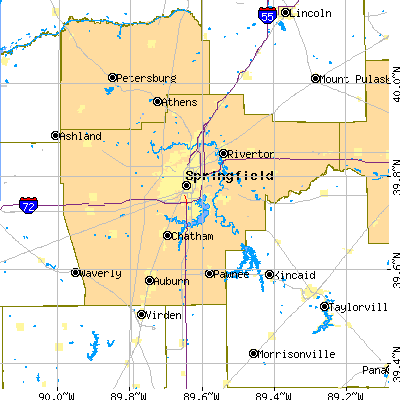 Sangamon County close-up map