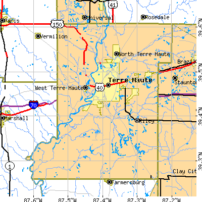 Vigo County close-up map