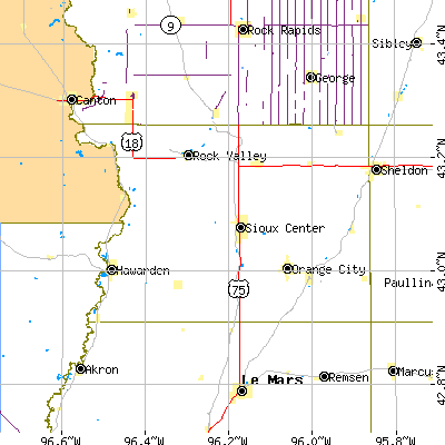 Sioux County close-up map