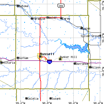 Russell County close-up map