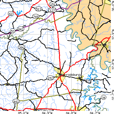 Mercer County close-up map