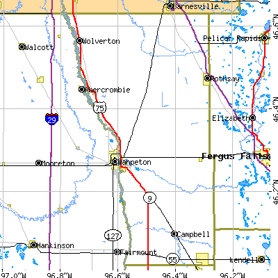 Wilkin County close-up map