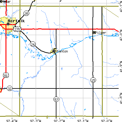 Stanton County close-up map