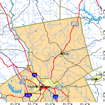 Jones County close-up map