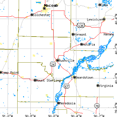 Schuyler County close-up map