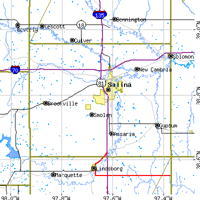 Saline County close-up map