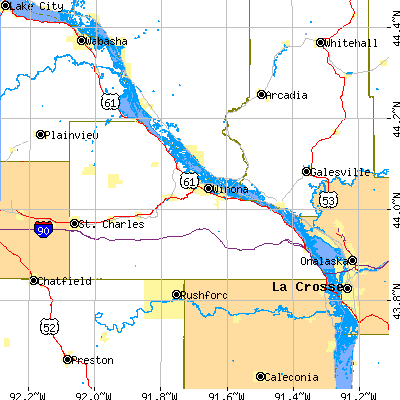 Winona County close-up map