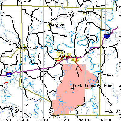 Pulaski County close-up map