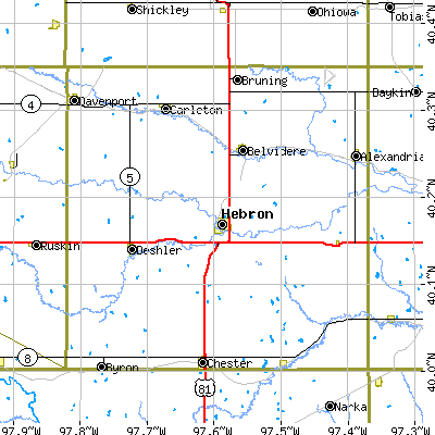 Thayer County close-up map