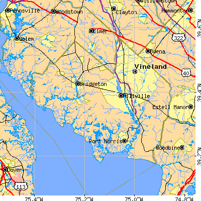 Cumberland County close-up map