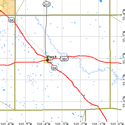 Garza County close-up map