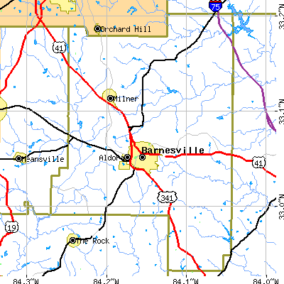 Lamar County close-up map