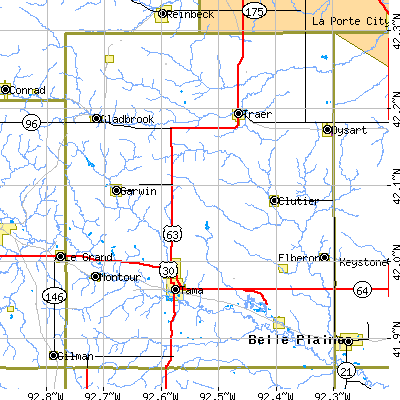 Tama County close-up map