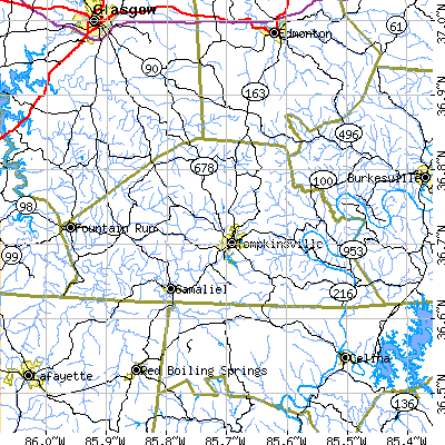 Monroe County close-up map