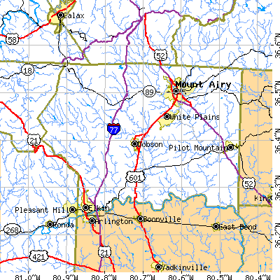Surry County close-up map