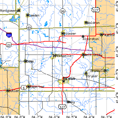 Williams County close-up map