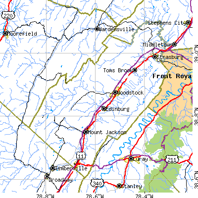 Shenandoah County close-up map