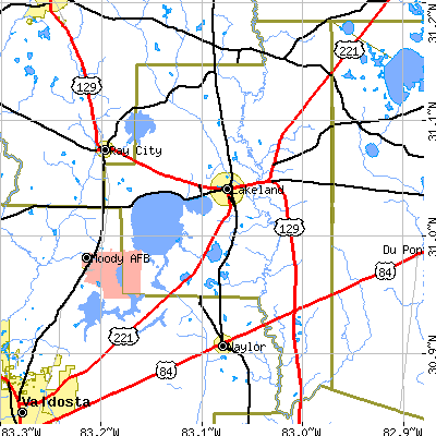 Lanier County close-up map