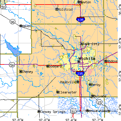 Sedgwick County close-up map