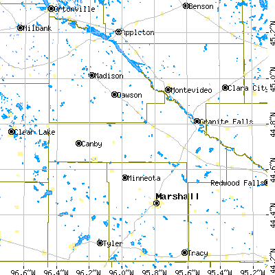 Yellow Medicine County close-up map