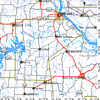 Ralls County close-up map