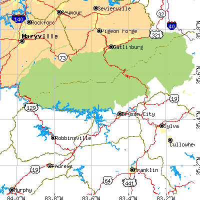 Swain County close-up map