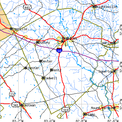 Laurens County close-up map