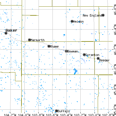 Bowman County close-up map