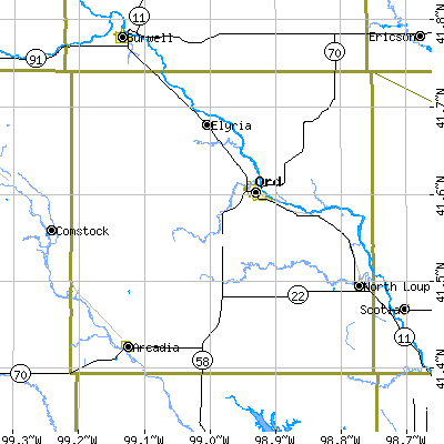 Valley County close-up map