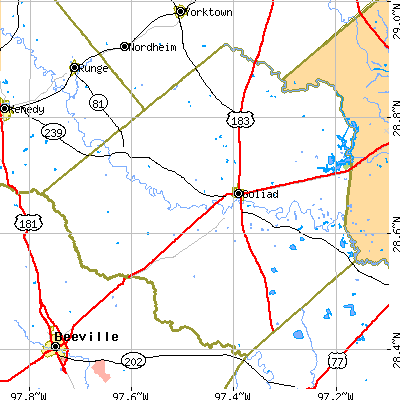 Goliad County close-up map