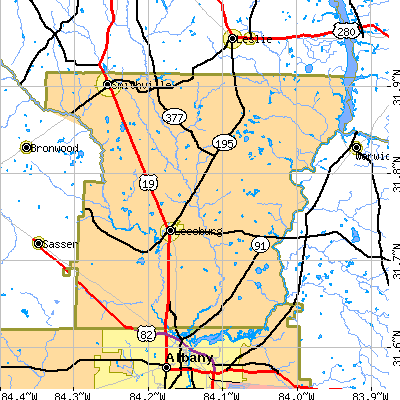 Lee County close-up map