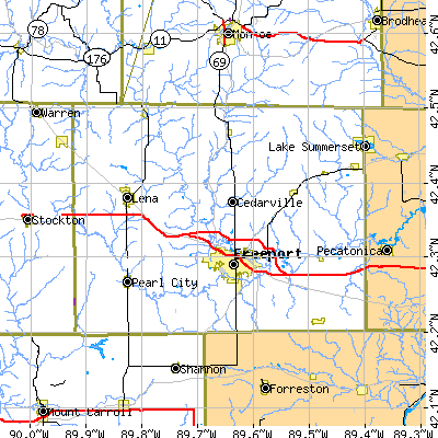 Stephenson County close-up map
