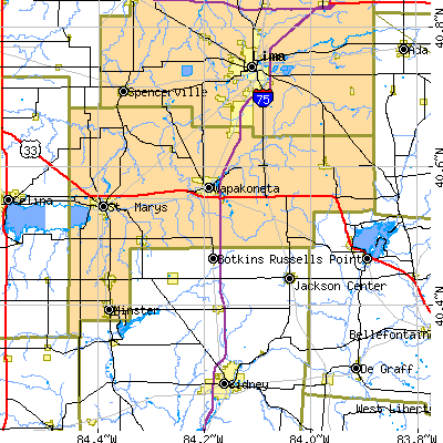 Auglaize County close-up map