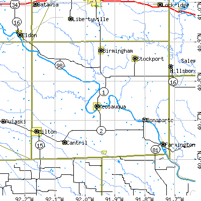 Van Buren County close-up map