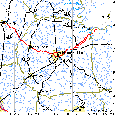 Warren County close-up map