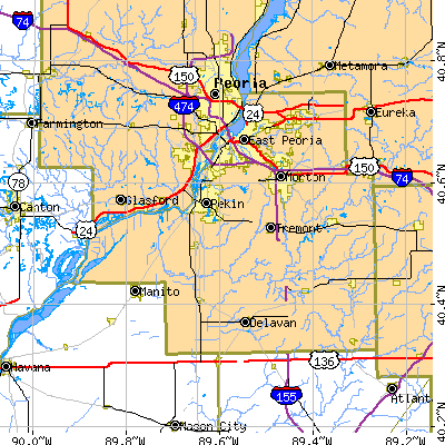 Tazewell County close-up map