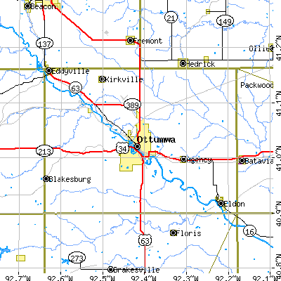 Wapello County close-up map