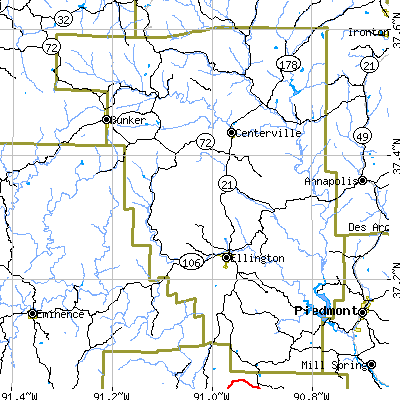 Reynolds County close-up map