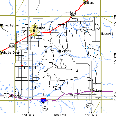 Gray County close-up map