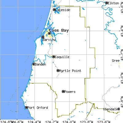 Coos County close-up map