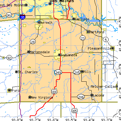 Warren County close-up map
