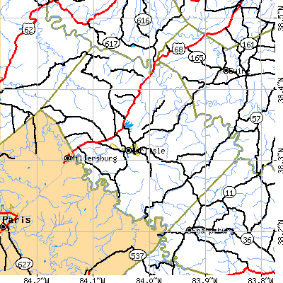 Nicholas County close-up map