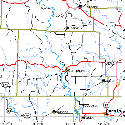 Ripley County close-up map