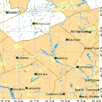 Berks County close-up map
